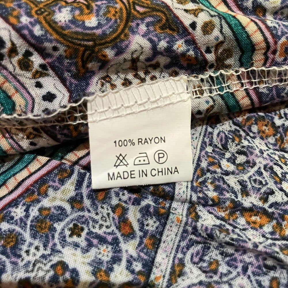 Jaase Flowy Flutter Sleeve, Mixed Print Midi ”Pea… - image 6